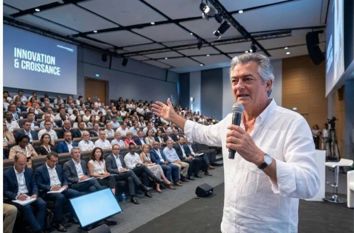 Conférence pour dirigeants : intervention sur scène devant une salle